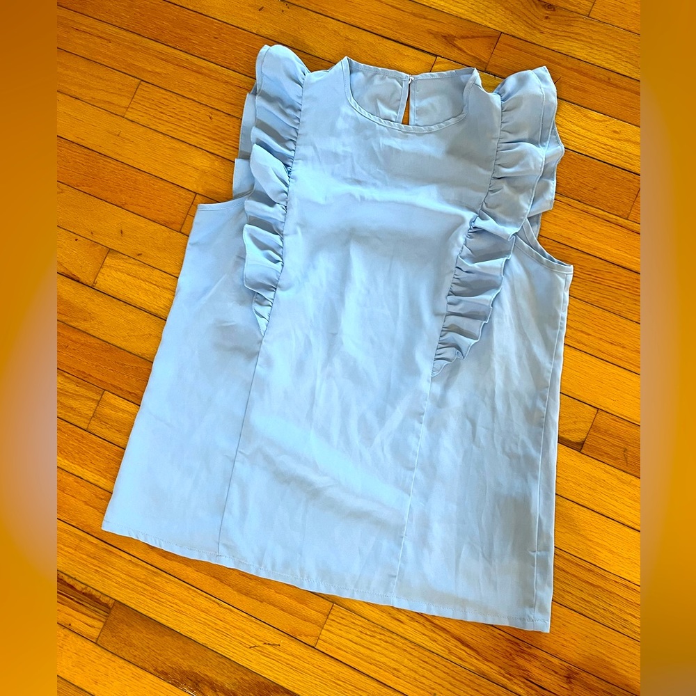 Baby Blue Size Large Ruffle Shirt